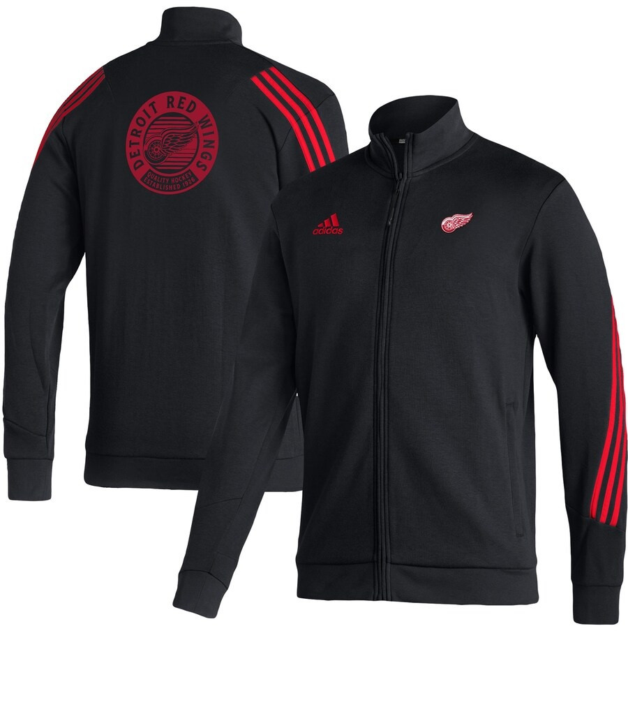Detroit Red Wings Men's Adidas Black Full-Zip Track Jacket