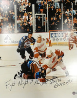 Darren McCarty Autographed 16x20 Photo #1 - Fight vs. Claude Lemieux w/ "Fight Night at The Joe" (Wide Angle Black Paint)