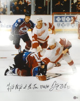 Darren McCarty Autographed 16x20 Photo #1 - Fight vs. Claude Lemieux w/ "Fight Night at The Joe" (Close Up Black Paint)