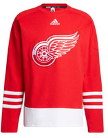 Detroit Red Wings Men's Adidas Red Sweater Crew Long Sleeve Fashion Sweatshirt