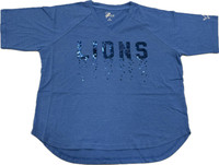 Detroit Lions Women's G-III 4Her Sequin Drip Oversized T-Shirt