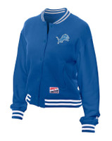 Detroit Lions Women's New Era Throwback Fleece Full-Snap Jacket - Blue