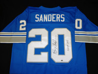 Barry Sanders Autographed Detroit Lions Jersey - Blue Mitchell & Ness inscribed "HOF 04"