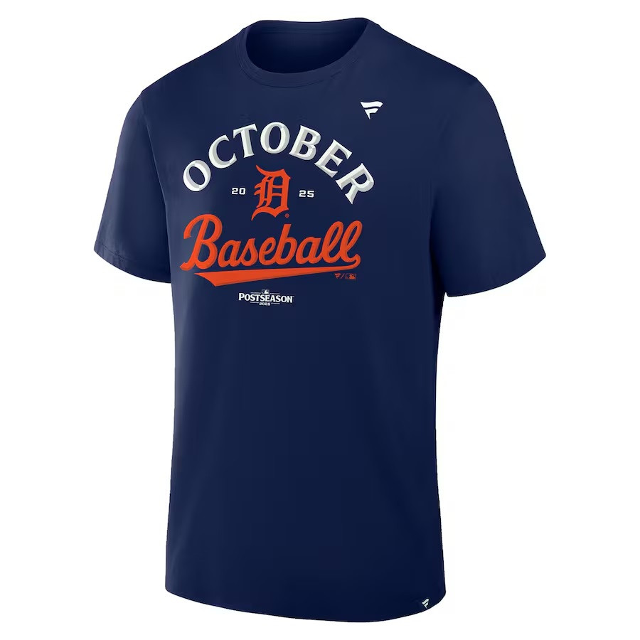 Detroit Tigers Fanatics 2025 MLB Postseason Locker Room T-Shirt