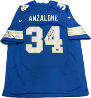 Alex Anzalone Autographed Detroit Lions 2024 Alternate Nike Vapor Limited Jersey Blue