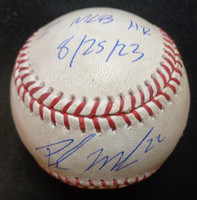 Parker Meadows Autographed Game Used Official Major League Baseball w/ "1st MLB HR 8/25/23", "Walk Off!"