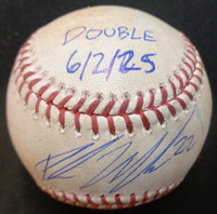Parker Meadows Autographed Game Used Official Major League Baseball w/ "Double 6/2/25"