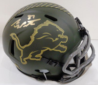 Sam LaPorta Autographed Detroit Lions 2025 Salute To Service Speed Mini Helmet