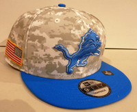Detroit Lions New Era 2025 Salute To Service 9Fifty Snapback Hat - White Camo/Blue Bill