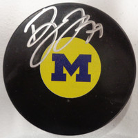 Dylan Larkin Autographed University of Michigan Logo Puck