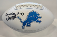 Christian Mahogany Autographed Detroit Lions White Panel Football