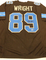 Brock Wright Autographed Detroit Lions Custom Jersey - Black