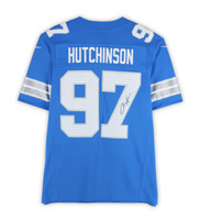 Aidan Hutchinson Autographed Detroit Lions Blue Nike Game Jersey