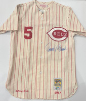 Johnny Bench Autographed Cincinnati Reds Mitchell and Ness Jersey
