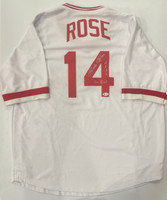 Pete Rose Autographed White Custom Jersey with Two Inscriptions