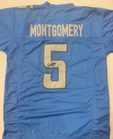 David Montgomery Autographed Blue Custom Jersey