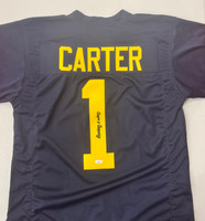 Anthony Carter Autographed Blue Custom Jersey