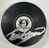 Teemu Selanne Autographed Anaheim Mighty Ducks Logo Puck