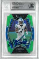 Amon-Ra St. Brown Autographed 2021 Select Prizm Neon Green Die Cut #173 Rookie Card
