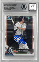 Parker Meadows Autographed 10 Grade 2018 Bowman Chrome Draft