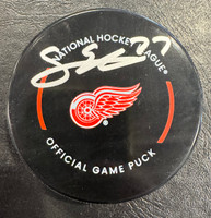 Simon Edvinsson Autographed Detroit Red Wings Game Puck