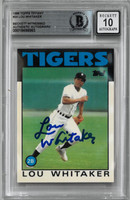 Lou Whitaker Autographed 10 Grade 1986 Topps Tiffany