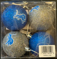 Detroit Lions 4 Pack Glitter Christmas Tree Ornament