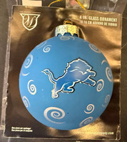 Detroit Lions 4 inch Glass  Christmas Tree Ornament