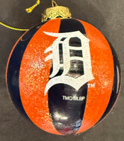 Detroit Tigers Stripped Team Glass Ornament