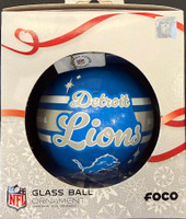Detroit Lions FOCO Glass Ball Christmas Tree Ornament