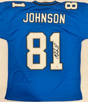 Calvin Johnson Autographed Detroit Lions Mitchell and Ness Blue 2007 Legacy Replica Jersey