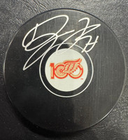 Dylan Larkin Autographed Detroit Red Wings 100th Anniversary Logo Puck 