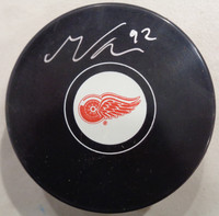 Marco Kasper Autographed Detroit Red Wings Logo Puck