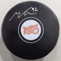 Marco Kasper Autographed Detroit Red Wings 100th Anniversary Logo Puck