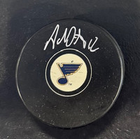 Adam Oates Autographed St. Louis Blues Logo Puck