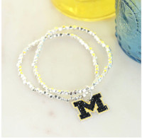 Seasons Jewelry Michigan Crystal Logo Stretch Bracelet