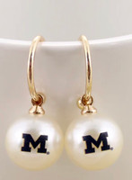 Seasons Jewelry Michigan Pearl Logo Hoop Earrings
