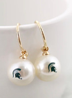 Seasons Jewelry Michigan State Pearl Logo Hoop Earrings