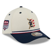 Detroit Tigers New Era USA 250 Fourth of July 39THIRTY M-Crown Flex Hat - Cream/Navy