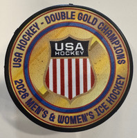 Megan Keller Autographed USA Hockey Double Gold Olympic Champions 2026 Logo Puck (Pre-Order)