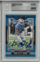Amon-Ra St. Brown Autographed 2021 Panini Playbook Purple Rookie Car Auto Grade 10