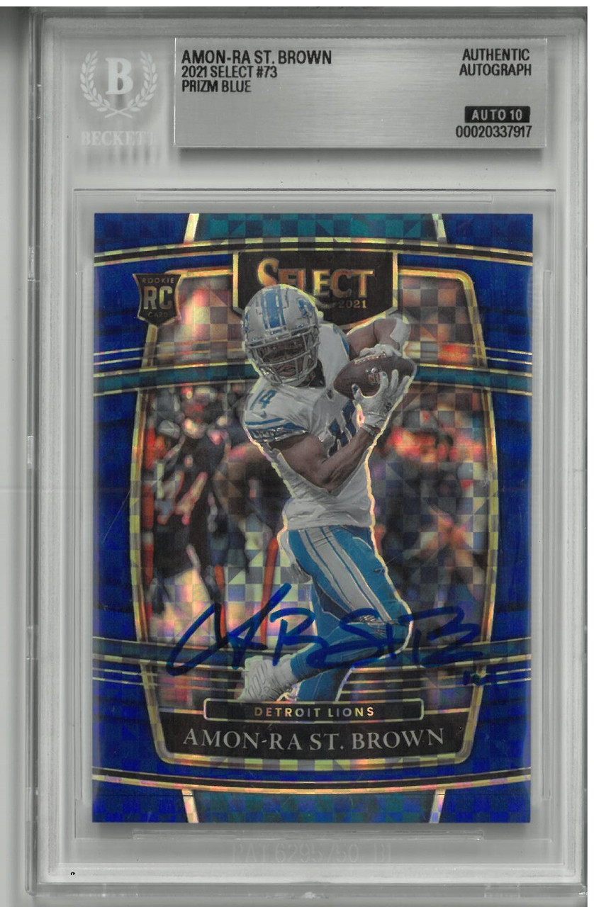 ジェームス ラキドロ トレカ Amon-Ra St. Brown Autographed 2023 Select Prizm Blue Rookie Card
