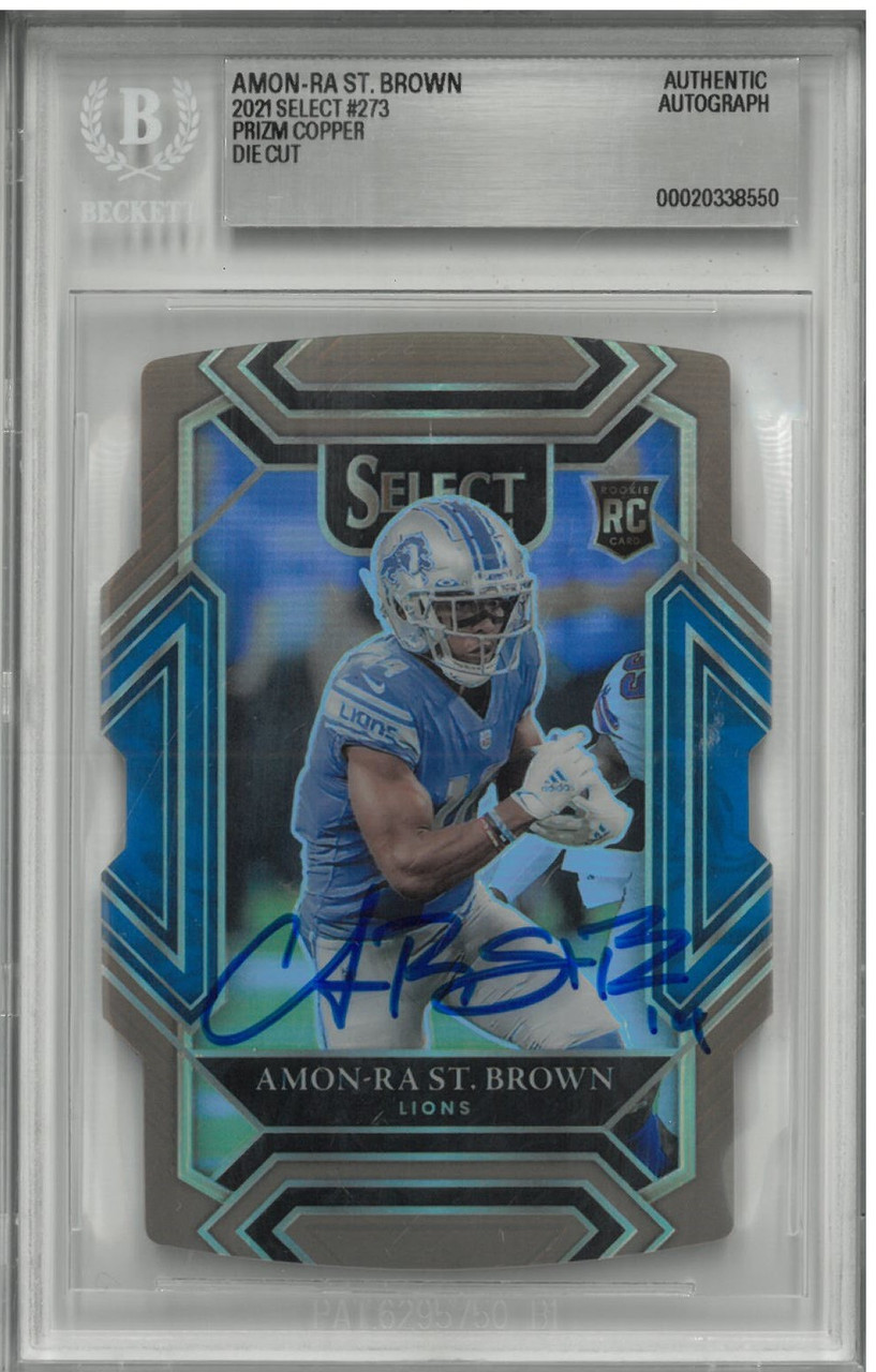 Amon-Ra St. Brown Autographed 2021 Select Prizm Copper Die Cut