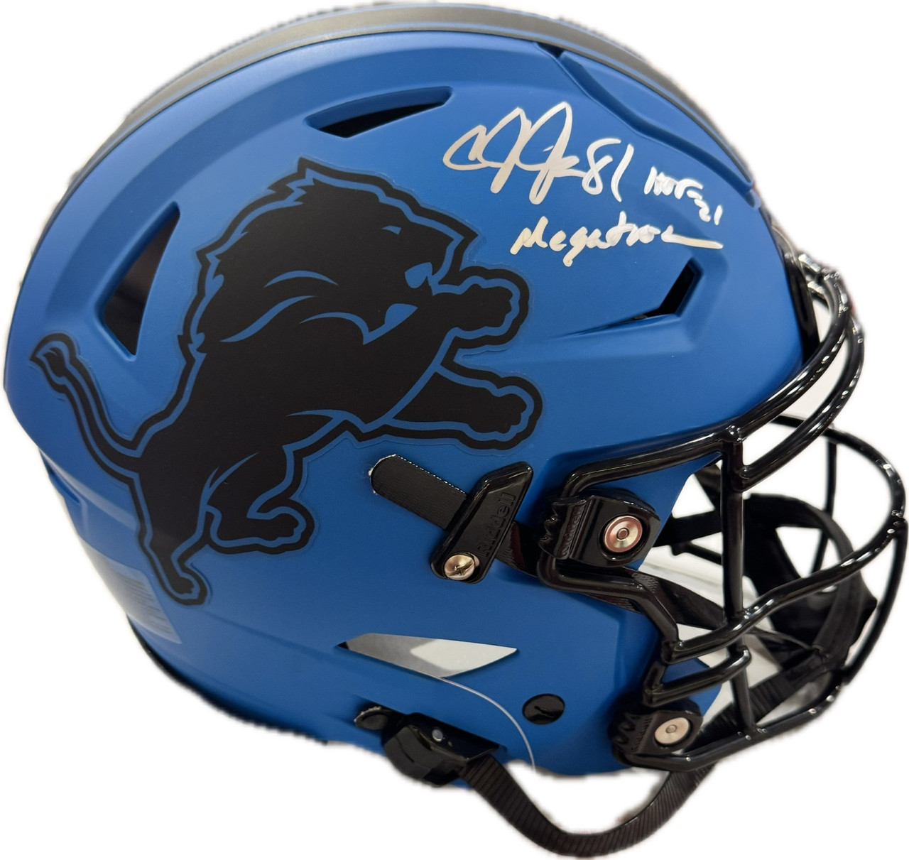 calvin johnson football helmet Calvin Johnson Autographed Detroit Lions Full Size Rave SpeedFlex with  Megatron and Hall of Fame Inscriptions
