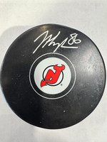 Jack Hughes Autographed New Jersey Devils Logo Puck
