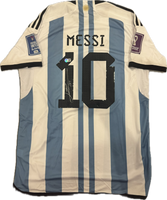 Lionel Messi Autographed Adidas Replica Argentina 2022 World Cup Jersey