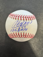 Aroldis Chapman Autographed Official Major League Baseball with 105.8 MPH Inscription 