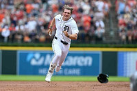 Brett Callahan Autographed Detroit Tigers 8x10 Photo #3 - 1st MLB Hit Running (Pre-Order)