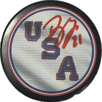 Dylan Larkin Autographed Team USA Logo Puck 