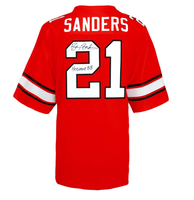 Barry Sanders Autographed Oklahoma State University The Retro Brand Orange Jersey with Heisman Inscription